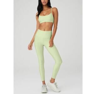 Alo Yoga 7/8 High-Waist Airlift Legging + Intrigue Bra Iced Green Tea Size Small